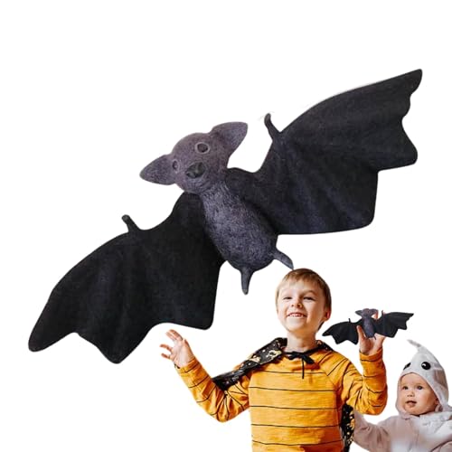 Fledermauspuppe - Fledermausspielzeug | Fledermaus-Tedy | Fledermausplüsch | Nadelgefilzte Tierpuppe für Halloween | Realistisches Design, handgefertigte Nadelfilz-Dekoration für Spukhäuser, Cosplay von Generisch