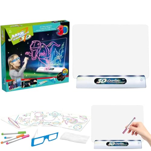 Fluoreszierendes 3D-Zeichenbrett 3D Leuchtendes Magisches Kleines Zeichenbrett,3D-Kunst-Zeichenbrett Farbe Fluoreszierend, Graffiti, Innovativer 3D-Leuchteffekt Löschbares Notizbrett Kinderspielzeug von Generisch