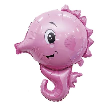 Folienballon Seepferdchen, 75x57 cm, rosa - Kindergeburtstag - Unterwasserwelt - Meerestiere von Generisch