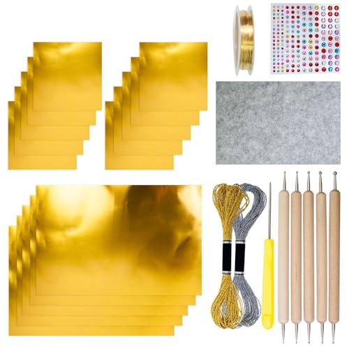 Folienblätter Für Bastelarbeiten, Metall Prägeset, Gold Silber Glänzend Zubehör Für Malerei Gravur Basteln Kinder Und Erwachsene Folienblätter Für Bastelarbeiten, Metall Prägeset, Gold Silber Glänzend Zubehör Für Malerei Gravur Basteln Kinder Und Erwachsene von Generisch