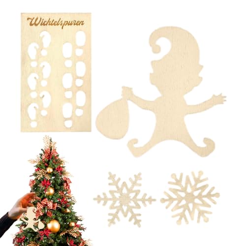 Footprint Stencil, Wooden Snowflake Cutouts, Gnome Footprint Stencil, Christmas Craft Pendant, Garden Tree Decorations, Eco-Friendly Choice, Decorative Flexibility For Painting von Generisch