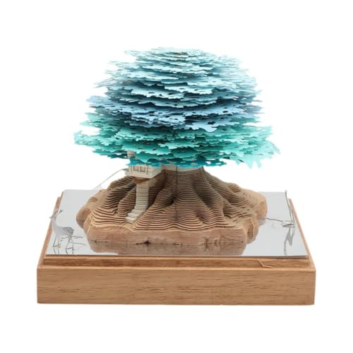 Four Seasons Panorama-Baumhaus, 3D-Papier, Geschenk, Skulptur, Geschenk mit handgefertigter Lichtnoten-Kollektion X2i4 von Generisch