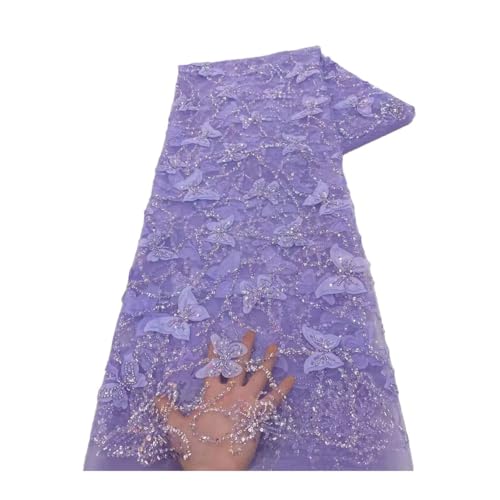 Französisches Spitzenmaterial, 3D-Netzstoff, Spitzenstoff mit Perlen, nigerianisches Hochzeitskleid, Stickerei Französisches Spitzenmaterial, 3D-Netzstoff, Spitzenstoff mit Perlen, nigerianisches Hochzeitskleid, Stickerei von Generisch