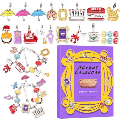 Friends-Adventskalender 2024, 24 Perlenarmband-Set, Weihnachts-Countdown-Kalender-Armband-Set Für Kinder, Charm-Armband-Adventskalender, Schmuckherstellungsset Im Klassischen Design von Generisch