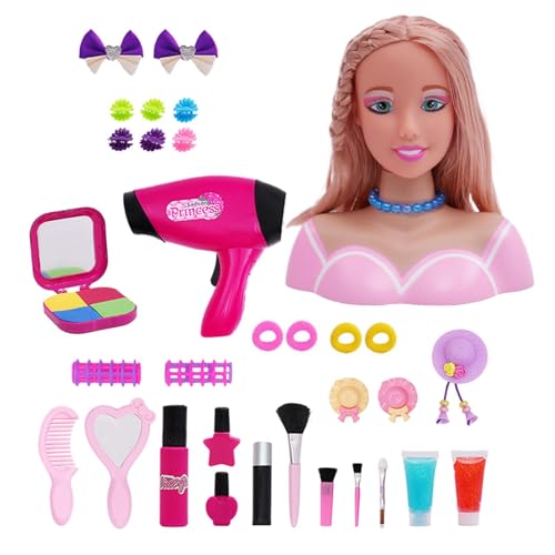 Frisur-Puppenkopf für Mädchen,Styling-Kopf | Head Makeup Pretend Play Beauty-Set - Realistisches Styling-Puppenzubehör-Spielset für Kindertag, Geburtstag von Generisch