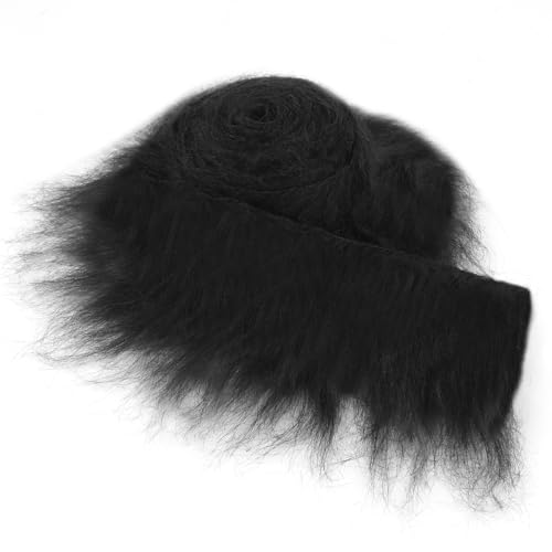 Furry Faux, Fell Stoff Kunstfell Basteln, 2x60 Inch Shaggy Craft Plush Plüsch Precut Strips für Gnome Beard Santa Hair DIY Basteldekoration (Schwarz) von Generisch