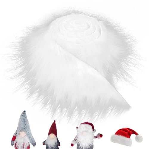 Furry Faux, Fell Stoff Kunstfell Basteln Weiß, 2x60 Inch Shaggy Craft Plush Plüsch Precut Strips für Gnome Beard Santa Hair DIY Basteldekoration von Generisch