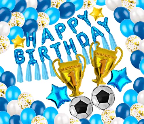 Fußball Geburtstag Champions League WM EM Deko Pokal Fußball Ball Luft Ballon Folienballon Fussball Kindergeburtstag Jungen und Mädchen Sport Motto Party Super Kickers Captain Tsubasa (Fußball XL Set) von Generisch