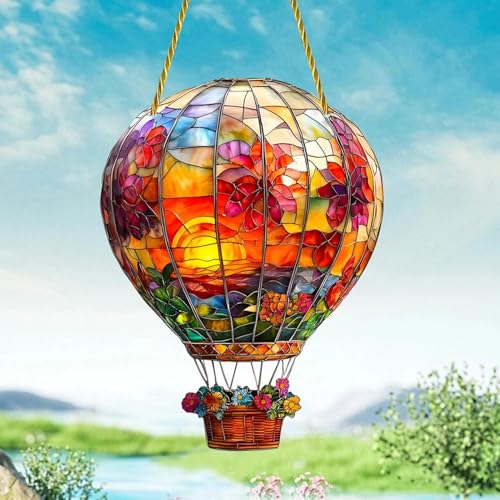 Gebeizter Sonnenfänger-Ballon – Acrylfarbene Wanddekoration, Fensterdekoration für Innen- und Außenbereich, lebendige hängende Kunst für Haus, Garten oder Terrasse von Generisch