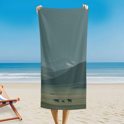 Gebirge Magnetisches Badetuch - 200 x 145 cm, Grasland Pferd Naturlandschaft Strandtuch für Strand, Schwimmen, Sandfrei & Schnelltrocknend Strandhandtuch Handtuch mit Magnetverschluss Gebirge Magnetisches Badetuch - 200 x 145 cm, Grasland Pferd Naturlandschaft Strandtuch für Strand, Schwimmen, Sandfrei & Schnelltrocknend Strandhandtuch Handtuch mit Magnetverschluss von Generisch