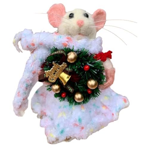 Gefilzte Maus, 12CM Wollfilz Mäuse Plüschtier, Nadelfilzen Maus Plüschpuppen Weihnachtsbaumschmuck, Handgemachte Weihnachts Filzmäuse Stofftier Anhänger, für Geschenke & Weihnachtsdeko von Generisch