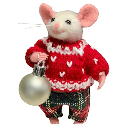 Gefilzte Maus, 12CM Wollfilz Mäuse Plüschtier, Nadelfilzen Maus Plüschpuppen Weihnachtsbaumschmuck, Handgemachte Weihnachts Filzmäuse Stofftier Anhänger, für Geschenke & Weihnachtsdeko von Generisch