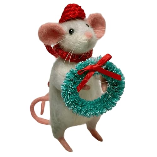 Gefilzte Maus, 12CM Wollfilz Mäuse Plüschtier, Nadelfilzen Maus Plüschpuppen Weihnachtsbaumschmuck, Handgemachte Weihnachts Filzmäuse Stofftier Anhänger, für Geschenke & Weihnachtsdeko von Generisch