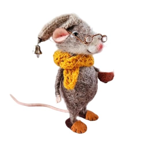 Gefilzte Maus, 8CM Wollfilz Mäuse Plüschtier, Nadelfilzen Maus Plüschpuppen Weihnachtsbaumschmuck, Handgemachte Weihnachts Filzmäuse Stofftier Anhänger, für Geschenke & Weihnachtsdeko von Generisch