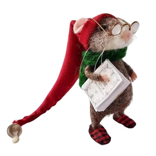 Gefilzte Maus, 8CM Wollfilz Mäuse Plüschtier, Nadelfilzen Maus Plüschpuppen Weihnachtsbaumschmuck, Handgemachte Weihnachts Filzmäuse Stofftier Anhänger, für Geschenke & Weihnachtsdeko von Generisch