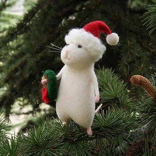 Gefilzte Weihnachtsmaus Ornament, gefilzte Tiermaus, Weihnachtsbaumdekoration, Nadelfilz, Weihnachtsmaus, Desktop-Maus-Puppe für Heimdekorationen von Generisch