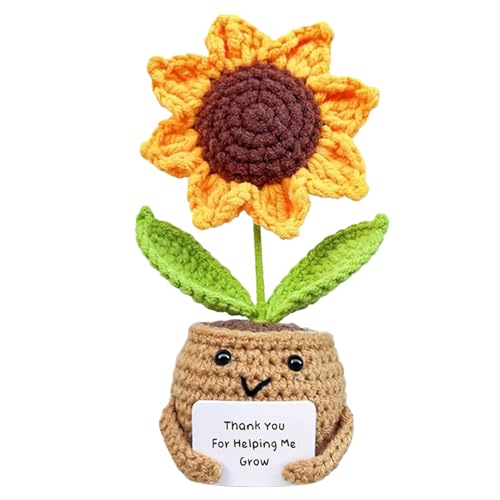 Gehäkelte Blumen, Pocket Hug Sonnenblumen, Handgefertigte Positive Häkelblumen, Gehäkelte Topfpflanze, Mutmacher Geschenk Mit Karte, Künstliche Blumen, 14x6x6cm, Helfend Gehäkelte Blumen, Pocket Hug Sonnenblumen, Handgefertigte Positive Häkelblumen, Gehäkelte Topfpflanze, Mutmacher Geschenk Mit Karte, Künstliche Blumen, 14x6x6cm, Helfend von Generisch