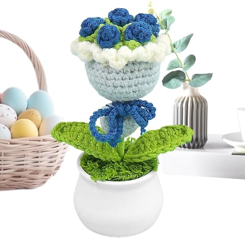 Gehäkelter Blumenstrauß,Häkelblumen - Handgefertigter gehäkelter Blumenstrauß - Bunte gestrickte Häkelpflanze, süßes Home-Office-Schreibtisch-Geschenk für Mama, von Generisch