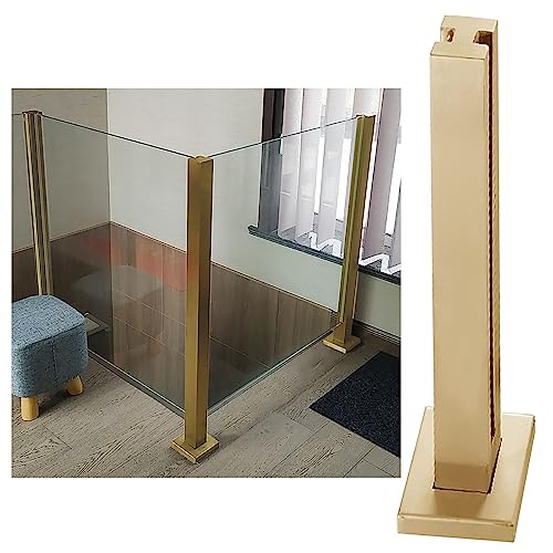 Geländer-Set aus goldfarbenem Glas mit quadratischen Glasplatten, Klemme, modernes Geländersystem für den Außenbereich, Balkon, Treppe, Deck, Geländer, Zaun (mittlerer Pfosten 85 cm) von Generisch