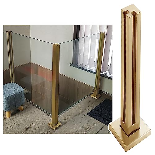 Geländerpfosten aus goldfarbenem Glas, Geländerpfosten-System für den Innenbereich, modernes Glasgeländer-Set, quadratische Glasplatten, Klemme für den Außenbereich, Balkon, Treppe, Deck, Geländer, von Generisch