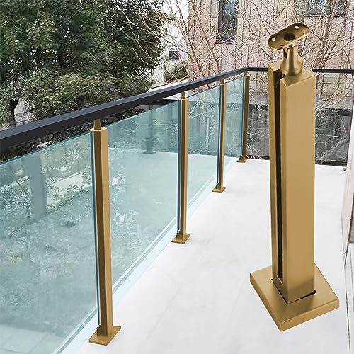 Geländerpfostensystem aus Glas, goldfarben, für Terrasse, Pool, Treppe und Restaurant Inklusive Klemm-Balustraden-Kit für 10 mm 12 mm Glasscheiben, quadratisches Glaszaungeländer mit goldfarbenem von Generisch