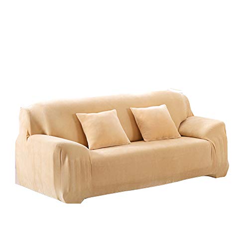 Gelber Pannesamt-Sofabezug für 2-Sitzer, Stretch-Plüsch-Schonbezug, elastisch, waschbar, Möbelschutz für Couch, Stuhl, einfache Passform und dickes Material, 145 x 185 cm von Generisch