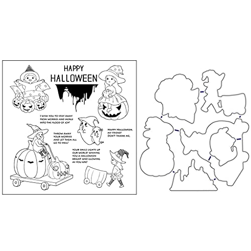 Generic Halloween Hexe Kürbis Siegelstempel mit Stanzformen Schablonen-Set Scrapbooking Prägung Fotoalbum Dekor Papier Karte von Generisch
