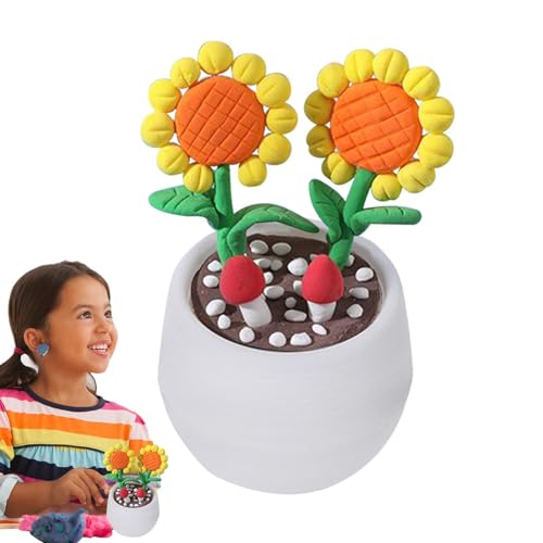 Generico Modelliermasse-Kit, Ton Set für Kinder - Niedliche handgefertigte Blumenvase Sicher und harmlos - Lustiges Lehm-Set Lernspielzeug für Mädchen von Generisch