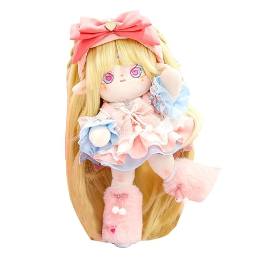 Generico Niedliche Baumwollpuppe,Positionierbare Plüschpuppe,Skelett Gefüllte Anime-Puppe mit Kleidung - Entzückende weiche Puppe für Anime-Mädchen, 30 cm für Kinder von Generisch