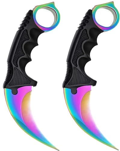 Generisch *2er Pack Duo* Hochwertiges CSGO Jagdmesser Messer Trainer Klinge Feststehende Klinge Trainingsmesser Übungsmesser BLACK/FADE TITANIUM + Case By Cracker24 (Fade + Fade) von Generisch