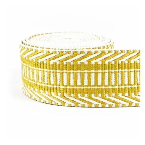 Generisch 1/2/3/4/5 Meter 38mm Polyester Jacquard Gurtband for Gurt Ethnische Band Gepäck dekorative Bänder DIY Tasche Nähen Zubehör(RD155-BrightYellow,2Meters) von Generisch