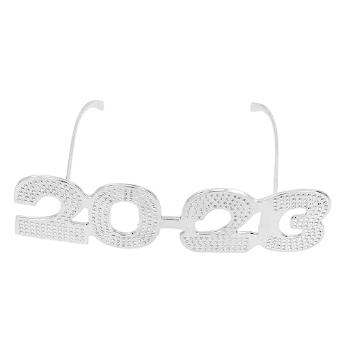 Generisch 1 Paar 2023 Brille Aufdecken Neujahrsbrille Brillenkette Neujahrsvorräte Partygeschenke Für Kinderbrillen Modisch Glühen Party-Streamer Für Partytüten Abs Rave Silver STK von Generisch