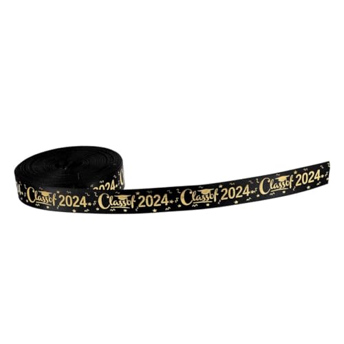 Generisch 1 Rolle Verpackungsband für die Abschlusssaison Krawattenband weißes Band Streifen geschenkband seidenband basteln bastelset Schleifenband Abschlussband für Polyester Black von Generisch