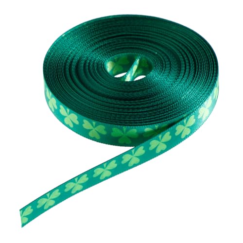 Generisch 1 Rolle vierblättriges Kleeblattband Streamer Tischläufer Dekorationen weißes Band Bänder seidenband ribbon bandalette Party-Verpackungsband Geschenkband präsentieren Stoff Green von Generisch