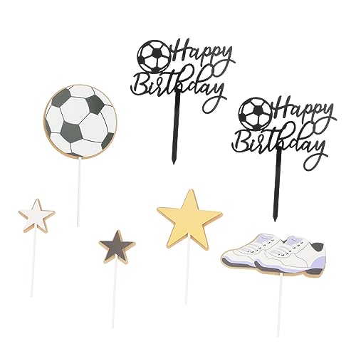 Generisch 1 Satz Kuchendekoration Kinderfußball Fußball-Cupcake-Topper Dekorationen Fußballverzierung geburtstagsdeko kindergeburtstags dekoration Kuchen Topper Kuchenspieße Black von Generisch