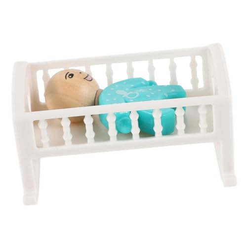 Generisch 1 Satz Puppenhausbett Miniaturen Bausatz Puppenständer Zubehör für Puppenhäuser babywiege babybett Puppenbett Modell Mini-Hausbett Mini-Puppenhaus für die Krippe Holz von Generisch