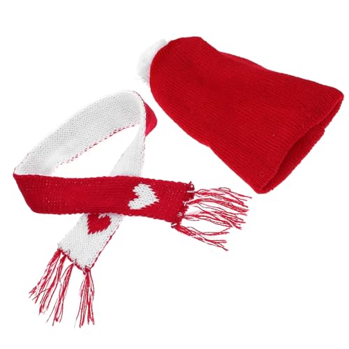 Generisch 1 Satz Scarf Dekoration Decoration dekoring Weihnachten Geschenkidee Puppenschal Mini Kappe Hutschachtel weihnachtliche Flaschenabdeckung Weihnachten dekorative Puppenhüte Garn von Generisch