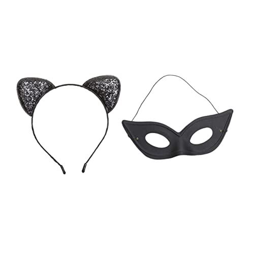 Generisch 1 Satz Stirnband Mit Katzenohren Stirnband Machen Tiermasken Mädchenkleidung Spitzenstirnband Mädchen-outfit Haarbänder Für Damen Stirnbänder Kopfbedeckung Paillettenstoff Black von Generisch