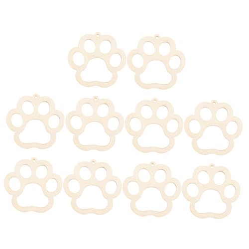 Generisch 10 Sets Holzspäne Für Hunde Handbemalt Bastelscheiben Graffiti DIY Ausschnitt Dekor Hundepfoten Ausschnitte DIY Malmaterialien Hundepfoten Ornament DIY von Generisch