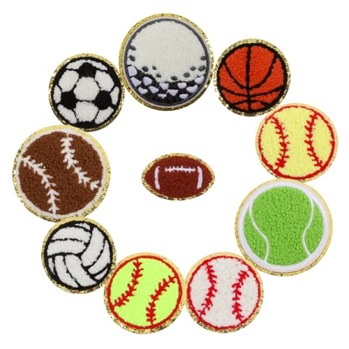 Generisch 10 Stk Fußball-Stickpatch Füllset Bausatz Straßenlaterne Patch-Armband Reifen Flecken aufnäher für jacken Fußball Patch Fußballaufnäher für Mützen Sport-Chenille-Patches Ball-Patch von Generisch