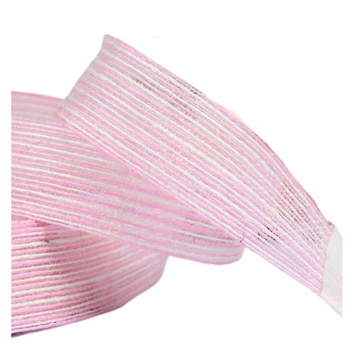 Generisch 10 m/Rolle, farbiges Leinen, grobes Leinenband mit Spitze, Retro, ländliche Hochzeit, Party, Dekoration, Kunsthandwerk, Geschenkverpackung(Pink-2.5cm,5 Meter) von Generisch