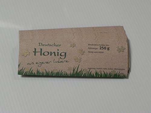 Generisch 100 Etiketten Natur f.250g Honigglas beige, Honig abfüllen,Imker,Imkerei Honigglasetiketten Honigetiketten Imkerbedarf Imkereibedarf Silkes von Generisch