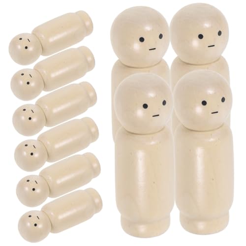 Generisch 10St Bemalte Holzfigur Puppenständer Puppenhausmöbel Spielzeugfiguren Steckbrett Familie Steckpuppe bastel set für craft set Peg-Puppe unvollendete Holzpuppen von Generisch