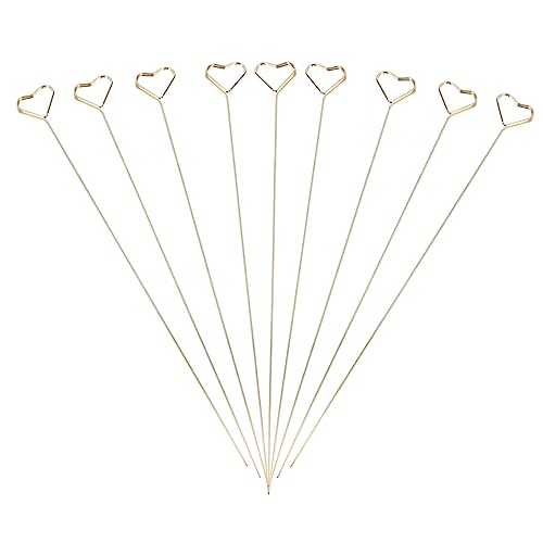 Generisch 10St valentinstag karte Fotoclip aus Draht Namenskartenhalter Mini-Blumenstrauß herz büroklammern jubiläumskarte anniversary card Nachrichtenhalter Memohalter Plastik Golden von Generisch