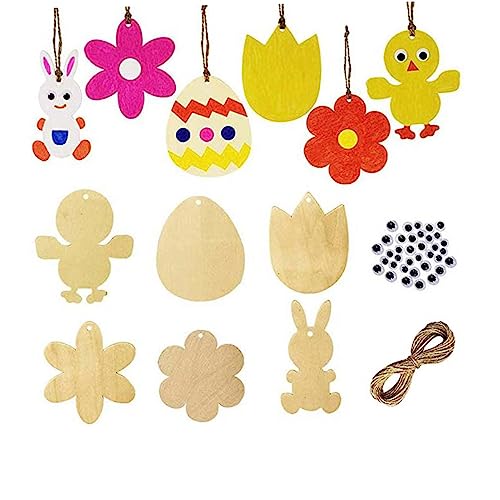 Generisch 120St holzhandwerk Bausätze Halloween-Kugeln-Ornamente funky Party Dekorationen basteln ostern osterbasteln osterngeschenk hängende Holzausschnitte Osterschmuck aus Holz Bambus von Generisch