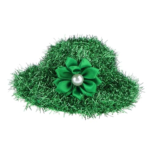 Generisch 1Stk Haarnadel mit grünem Zylinder grüne Partyhüte Mini-Hut st patricks day haarschmuck haarklammer grün Partykostümversorgung Saint Patricks Hut Zellstoff Green von Generisch