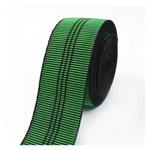 Generisch 2/3/4/5meter 50mm Elastizbänder for Sofa Stuhl Kleidungsstück Taille Gummibänder Springiges Gurtband DIY -Nähzubehör(Green-Black3,4METERS_50MM) von Generisch