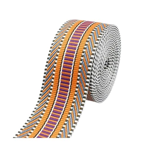 Generisch 2/3/5 Meter 38/50 mm Jacquard-Polyester-Gurtband, Meterware, dekoratives Band, Band, Rucksackgurt, Kleidung, Nähzubehör(Orange-50mm,3Meters) von Generisch