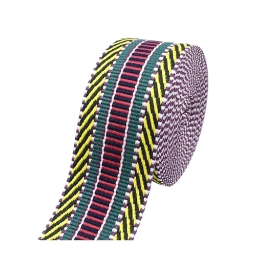 Generisch 2/3/5 Meter 38/50 mm Jacquard-Polyester-Gurtband, Meterware, dekoratives Band, Band, Rucksackgurt, Kleidung, Nähzubehör(Yellow-50mm,5Meters) von Generisch