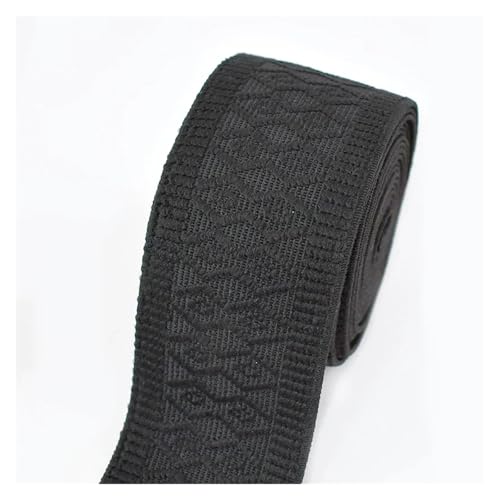 Generisch 2/4 Meter 50 mm Jacquard-Gummibänder, dehnbares Gummiband for Kleidung, Taschenriemen, Gürtel, DIY, Stricken, Nähen, Basteln, Zubehör(Black,4METERS_50MM) von Generisch